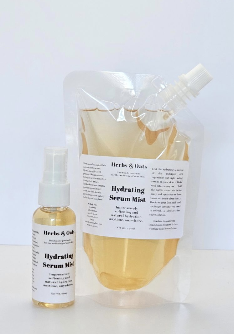 Herbs & Oats Skincare Hydrating Serum Mist 60ml 2oz refill pouch 240ml 8oz